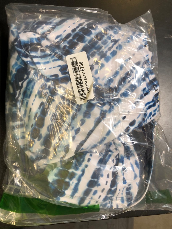 Photo 1 of Women Blue Tie Dye Tankini Swimsuit with Shorts - Two Piece Tummy Control Bathing Suit Twist Knot Swimwear 2025 with Pockets L