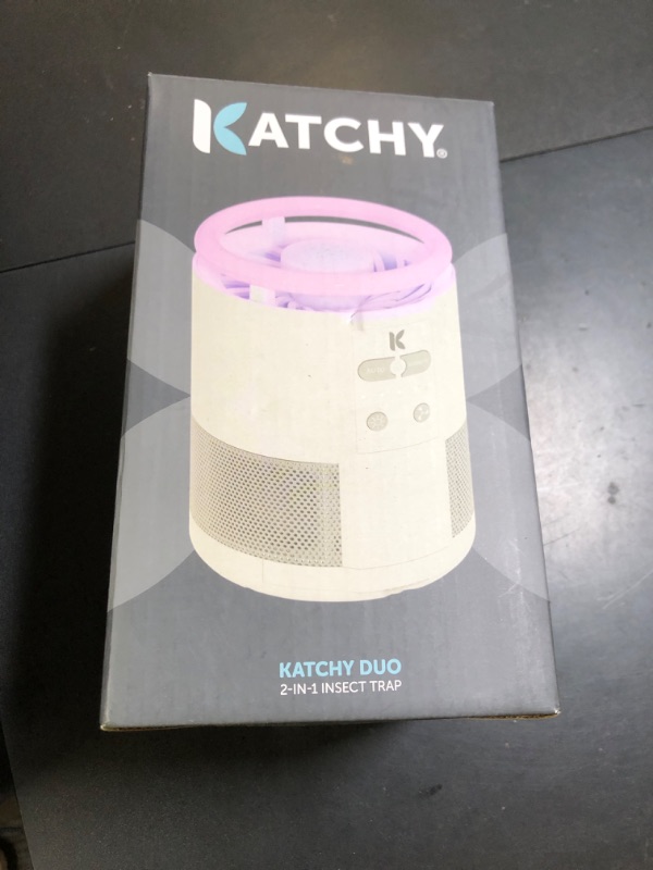 Photo 1 of Katchy Duo Indoor Insect Trap with Scent Pod - Fan Powered with UV Light - Fruit Fly Traps for Indoors - for Fruit Flies, Gnats, Mosquitoes, Moths (White)