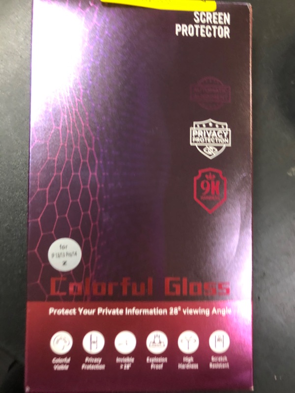 Photo 1 of Ifaeveus 2 Pack Privacy Screen Protector for iPhone 14/13 Pro/13 Tempered Glass 6.1inch Private Saver Purple Anti-Spy Anti-Blue Light Anti-Scratch Full Coverage
