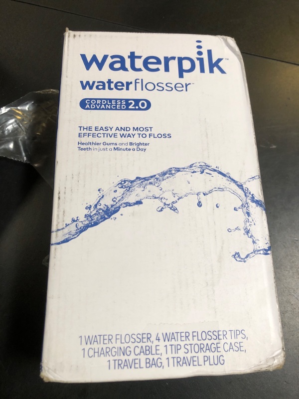 Photo 1 of Waterpik Cordless Advanced 2.0 Water Flosser For Teeth, Gums, Braces, Dental Care With Travel Bag and 4 Tips, ADA Accepted, Rechargeable, Portable, and Waterproof, Gray WP-587, Packaging May Vary