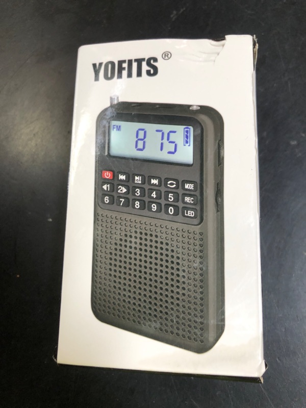 Photo 1 of YOFITS YF39 Portable FM AM Radio with Bluetooth, Voice Recording, TF Card Support, Stable Signal Reception, LED Emergency Light, Compact Design for Home and Outdoor Use(Black)