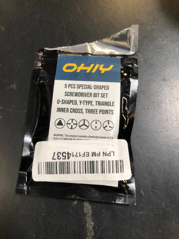 Photo 1 of OHIY Special Shaped Screwdriver Insert Bits Set in 5 Different Shapes U-Shape, Y-Type, Triangle, Inner Cross, 3-Points