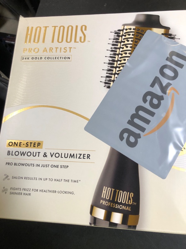 Photo 1 of HOT TOOLS 24K Gold One-Step Hair Dryer and Volumizer | Style and Dry Quickly with Less Frizz, Professional Blowout with Ease for Shiner, Healthier-Looking Hair