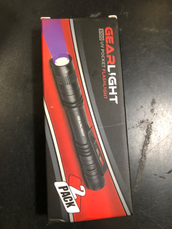 Photo 1 of GearLight UV Black Light Flashlight S100 [2 Pack] - Mini Blacklight Ultraviolet Pen Lights for Leak and Hotel Inspection - Pet Urine, Bed Bug, Scorpion, Stain, and Dye Detector
