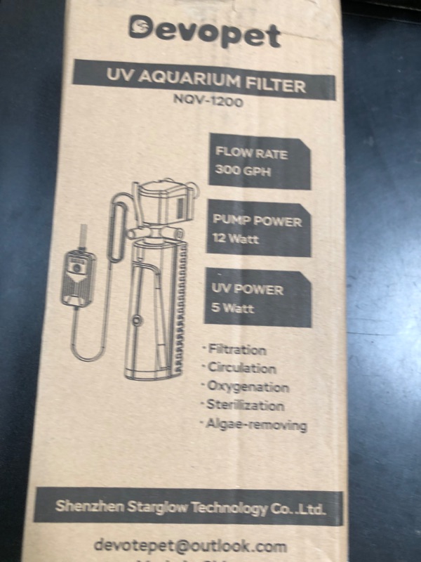 Photo 1 of Devopet Aquarium U-V Filter for Green Water, Fish Tank Filter with Timer, Filter for Turtle Tank, Internal Filter with Dual Water Outlet & Aeration, Fish Filter for 70-100 Gallon TankLPNPMEK4593609
