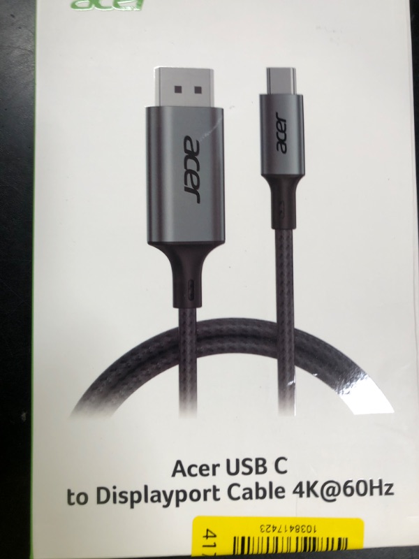 Photo 1 of acer USB C to DisplayPort Cable 6.6 FT (4K@60HZ 2K@165Hz), Type-C to DisplayPort Cord (Sturdy Aluminum, Plug & Play) Thunderbolt 3/4/5 Compatible with MacBook Pro/Air, iPhone 16 Pro/Max, XPS, Surface