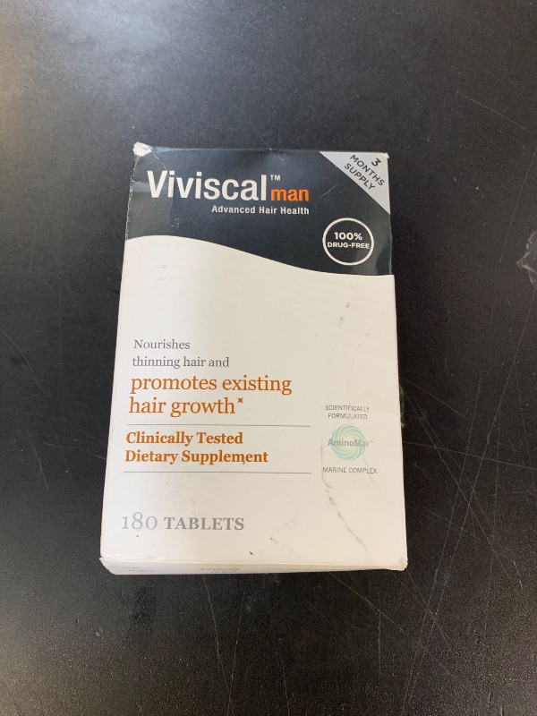 Photo 1 of Viviscal Men's Hair Growth Supplements for Thicker Fuller Hair, Clinically Proven Collagen Complex, 180 Tablets 3 Month Supply