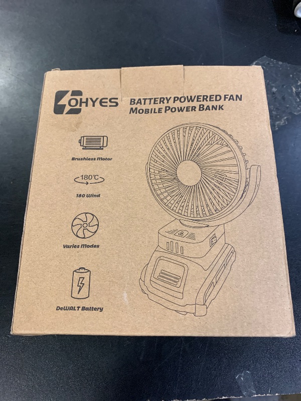Photo 1 of ohyes Cordless Jobsite Fan Fit For DeWALT 20V Max Battery Brushless Motor With USB A+C Fast Charging For Camping Workshop and Construction Site(Battery not included)