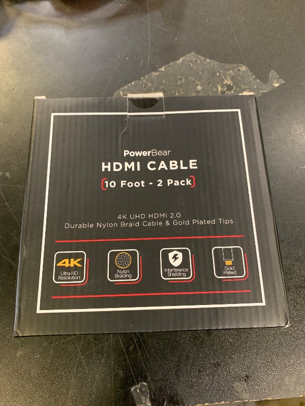 Photo 1 of PowerBear 4K HDMI Cable 10 ft [2 Pack] High Speed, Braided Nylon & Gold Connectors, 4K @ 60Hz, Ultra HD, 2K, 1080P, ARC & CL3 Rated | for Laptop, Monitor, PS5, PS4, Xbox One, Fire TV, Apple TV & More