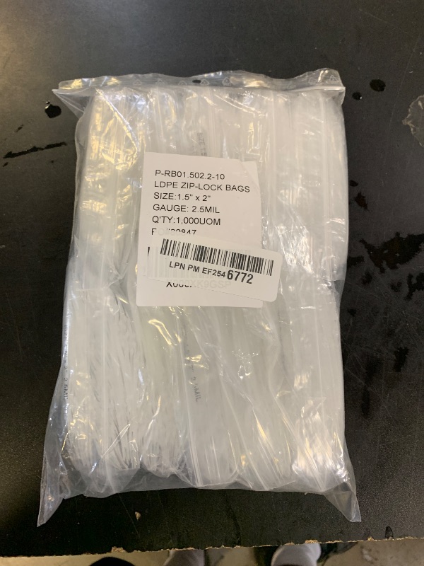 Photo 1 of 1000 Count - 1.5" x 2" Small Zip Bags, Mini Reclosable Zipper Baggies, 2 Mil, Clear Plastic Resealable Storage Bags with Zip Top Lock for Packaging Jewelry, Pills, Buttons, Beads, Seeds, Powders - GPI