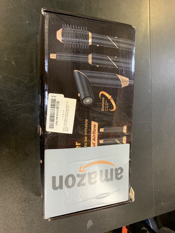 Photo 1 of 6 in 1 Hair Dryer Brush, Foldable Blow Dryer Brush with Wrap Curler, Detachable Air Hair Styler Curling, Drying,Volumizing, Straightening, Negative Ionic Hair Dryer with Diffuser, Hair Styling Tools