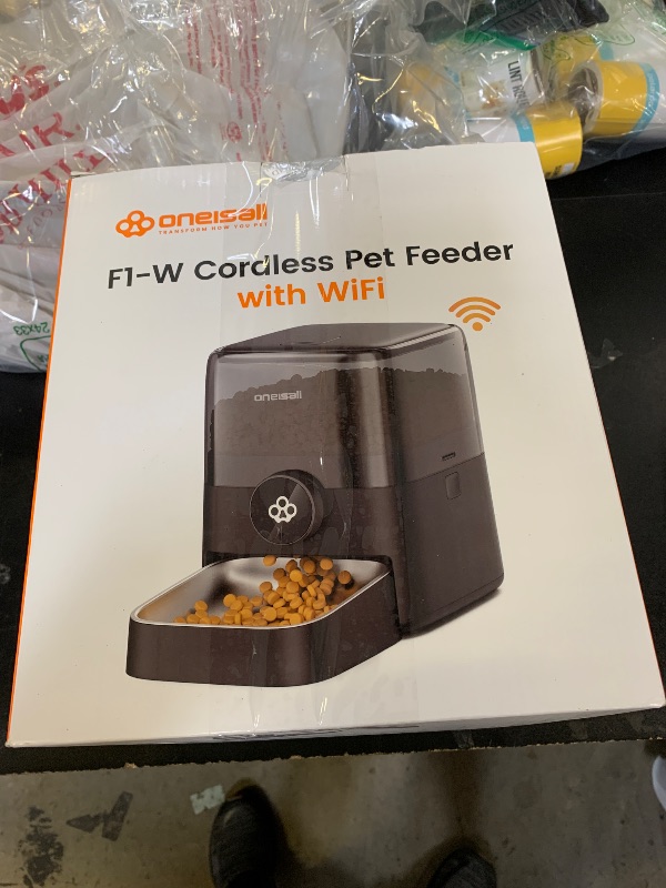 Photo 1 of oneisall Cordless WiFi Automatic Cat Feeder, Rechargeable 100-Day Battery Operated Pet Feeder, 12 Cups/3L Timed Cat Food Dispenser for Large Kibble, Smart App Control (Black)