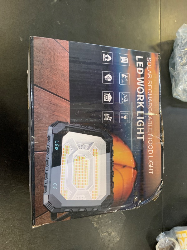 Photo 1 of AKOFUN 200W LED Solar Work Light Rechargeable, 16000LM Magnetic Worklight 3000K/4500K/6500K, 16000mAh Battery, IP66 Waterproof Portable Outdoor Working Light for Emergency, Repair, Camping, 2 Pack