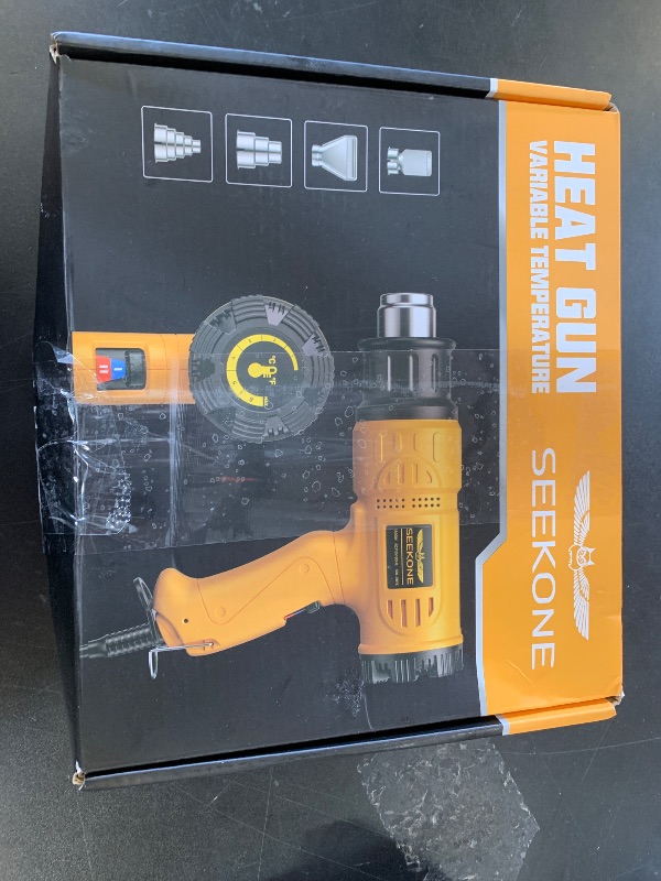 Photo 1 of SEEKONE Heat Gun 1800W 122?-1202??50?- 650??Fast Heating Heavy Duty Hot Air Gun Kit Variable Temperature Control Overheat Protection with 4 Nozzles for Crafts, Shrinking PVC, Stripping Paint(5.2FT)