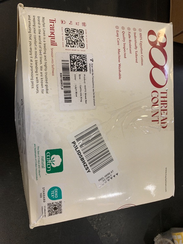 Photo 1 of Mayfair Linen 100% Egyptian Cotton Sheets California King Size - 800 Thread Count 4 PC Luxury Cal King Sheets, 16" Deep Pocket Hotel Sheets, Sateen Weave, Extra Soft Cooling Bed Sheets - Light Blue
