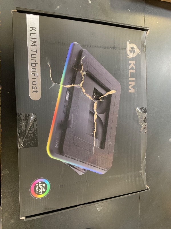 Photo 1 of KLIM Turbofrost Gaming Laptop Cooling Pad - 4 Powerful Turbo Fans - 4 x 4000 RPM, Dynamic RGB, 4-Ports USB, Laptop Cooler 2 Power Modes USB-C/DC, Sealed Foam for Fast Cooling - Up to 17in - Black