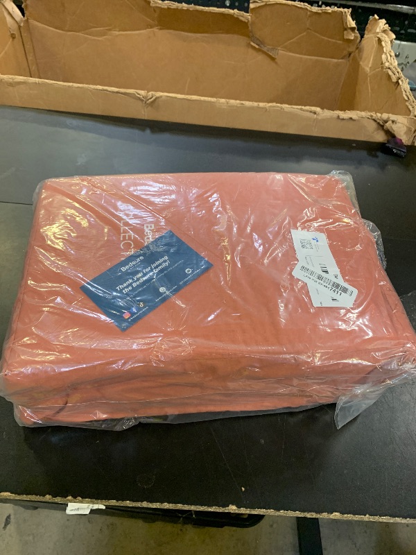 Photo 1 of Bedsure Cotton Duvet Cover King - 100% Cotton Waffle Weave Burnt Orange Duvet Cover King Size, GentleSoft™ and Breathable Bedding Set for All Season, 3 Pieces, 104"x90"