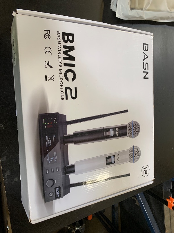Photo 1 of BASN UHF Dual Channel Wireless Microphone System, Handheld Mics for Stage, Karaoke, Weddings, DJ, and Events (Black)
