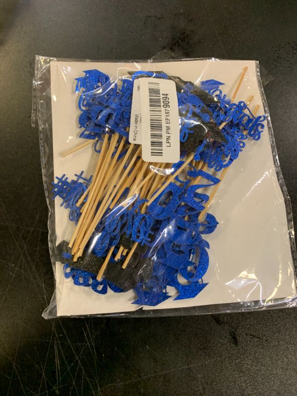 Photo 1 of STARSIDE Graduation Cake Toppers,48 PACK Cupcake Toppers,Blue and Black Graduation Cake Decoration for 2025 Grad