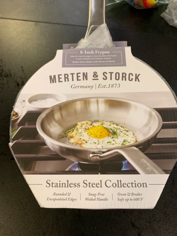 Photo 1 of Merten & Storck Tri-Ply Stainless Steel 8" Frying Pan Skillet, Professional Cooking, Multi Clad, Heats Evenly, Drip-Free Pouring Edges, Browning, Induction, Durable, Oven & Dishwasher Safe