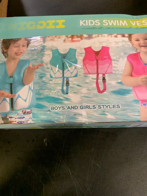 Photo 1 of INIGGII Kids Swim Vest, Swim Jacket for Toddler, Infant Swim Trainer Vest for 28-38 lbs (Age 3-4 Years Old Girls) with Adjustable Safety Strap