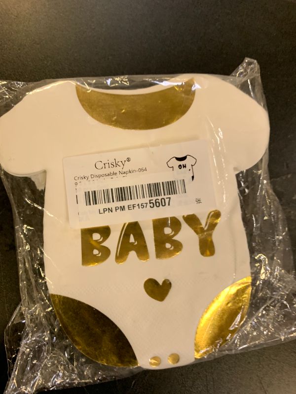 Photo 1 of Crisky OH Baby Shower Decorations, Gold Boy Party Supplies, Disposable Napkins, Cocktail Size, 50 Pcs, 3-Ply