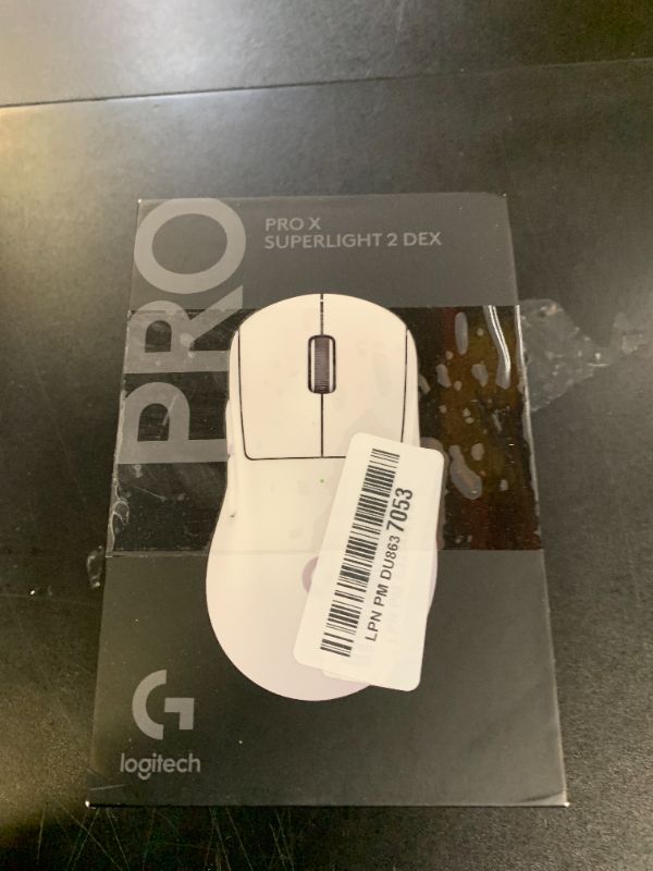Photo 1 of Logitech G PRO X Superlight 2 DEX Wireless Gaming Mouse, 60g pro-Grade Right-Handed Mouse with 5 programmable Buttons, USB-C Charging, 44k DPI Sensor, up to 8 kHz Polling for PC/Mac - White