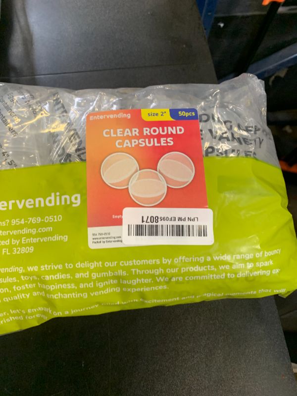 Photo 1 of Capsule Vending Machine Round 50 pcs 2 inch - Gumball Machine Capsules Bulk Clear Container - Easter Basket Stuffers Birthday Gifts Pinata Stuffers DIY Craft Supplies - Clear Capsules Empty