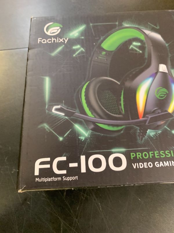 Photo 1 of Fachixy FC100 Gaming Headset with Microphone for PS4, PS5, Switch, Xbox, PC, Mac, Gamer Headset with RGB Light, Computer Headphones with Mic