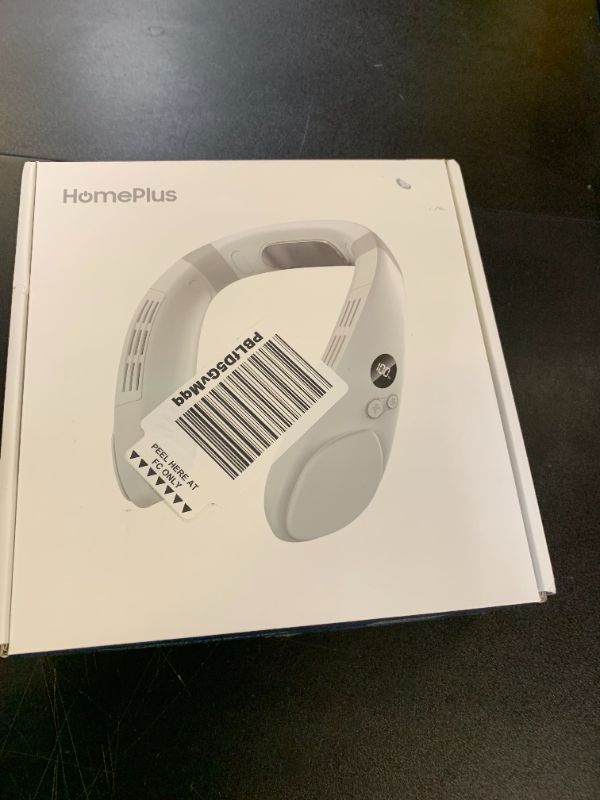 Photo 1 of HomePlus Cooling Neck Fan, 2-in-1 Neck Air Conditioner Portable Rechargeable, Wearable Personal Fan, 4400mAh Large Battery, Ergonomic Design, White