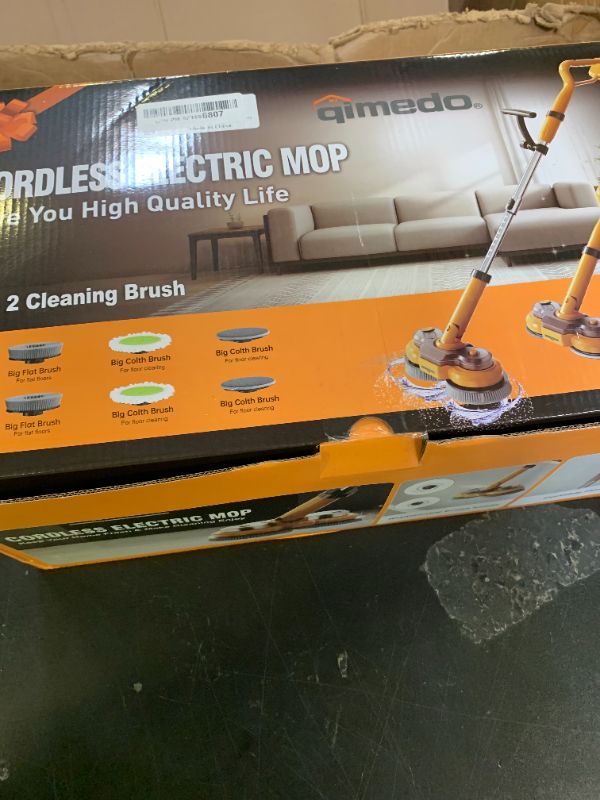 Photo 1 of qimedo 6000mAh Battery Electric Mop M1, 800RPM Cordless Electric Power Scrubber & Mops for Floor Cleaning, Best Automatic Spin Mops with Smart Display,Rotating Mop with LED Light & Water Spray