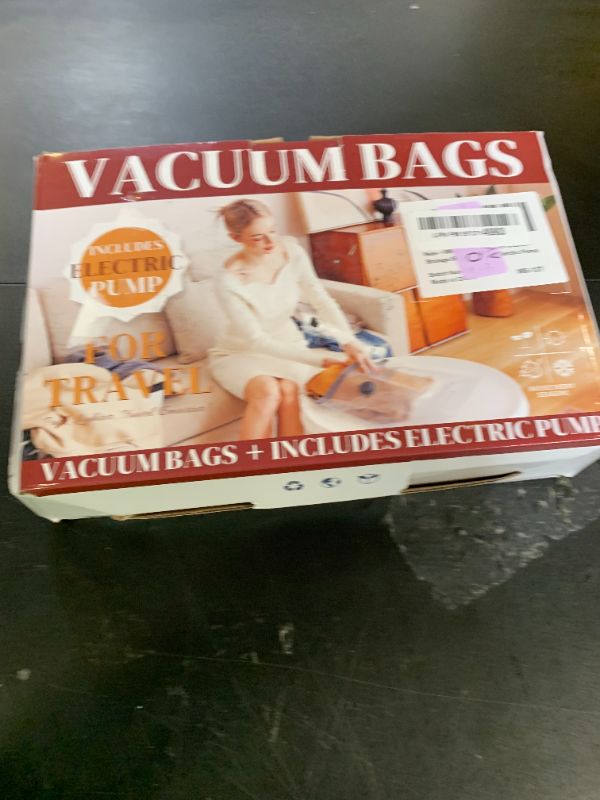 Photo 1 of VMstr 12 Pack Travel Vacuum Storage Bags with USB Electric Pump, Compression Bags for Travel, Space Saver for Clothes ans Clothing