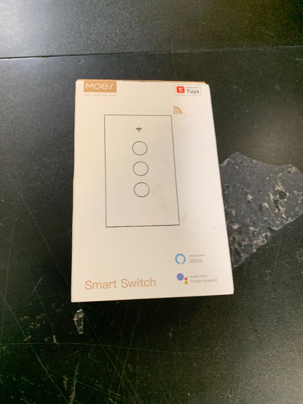 Photo 1 of MOES Touch Wall Single Live Wire Smart Switch?No Neutral Wire Needed, 2.4GHz WiFi RF433 Light Switch Works with Smart Life/Tuya App, Alexa and Google Home, Single Pole 110V, White 1 Gang