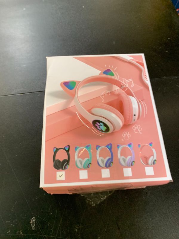 Photo 1 of TCJJ Kids Wireless Headphones - Cat Ear LED Light Up, Bluetooth 5.4, Safe Volume Limit, Noise Cancelling with Mic & TF Card for Girls Boys Toddlers School (Black)