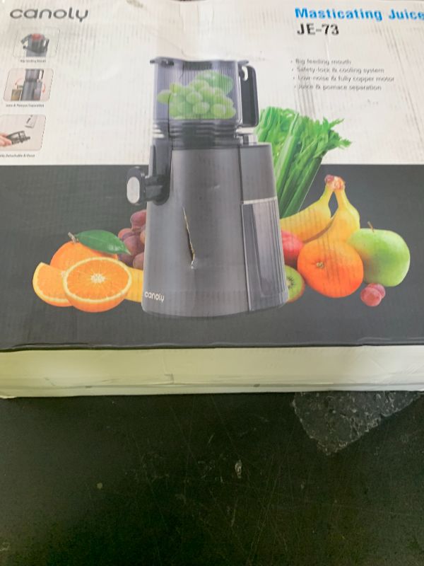 Photo 1 of Cold Press Juicer, 5.4" Wide Feed Chute Juicers with 350w Power Motor, Slow Masticating Juicer Machine with High Juice Yield for Whole Vegetables & Fruits, Easy to Clean, Black Gray
