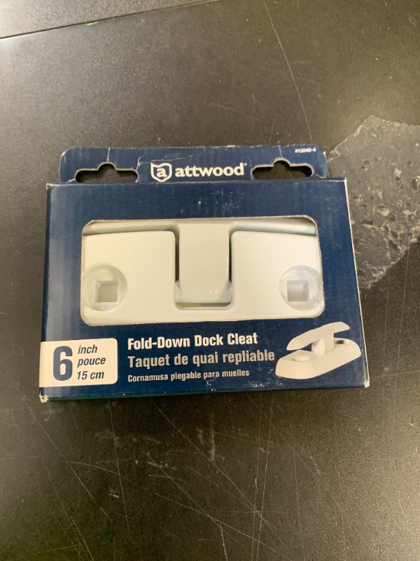 Photo 1 of attwood 12048-4 Aluminum Fold-Down Dock Cleat, White, 6-Inch, One Size