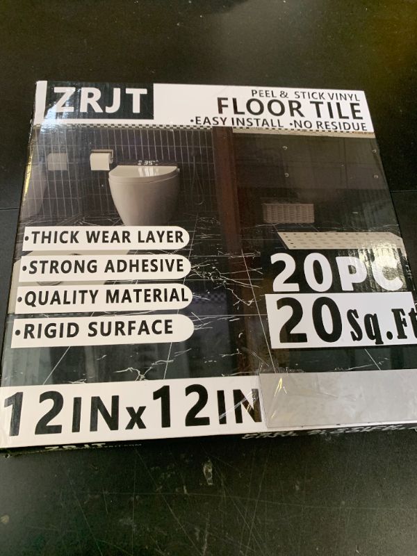 Photo 1 of 20-Pack Peel and Stick Floor Tiles Vinyl Floor 12 x 12 inch Self Adhesive Waterproof Flooring Planks DIY for Bathroom, Kitchen, Living Room, RV, Cover 20 Sq. Ft, Polish Light Grey Marble