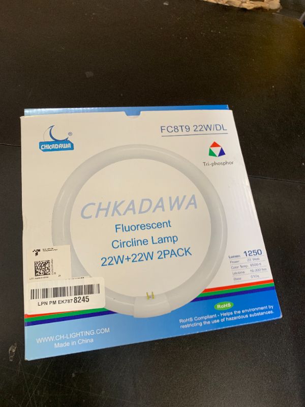 Photo 1 of CHKADAWA Circular Bulb FC8T9/DL, 8 Inch T9 22W Circline Fluorescent Light Bulbs, Replacement Round Fluorescent Lamp Tube, Bright Daylight 6400K 1250 Lumens, G10q 4 Pin Base, 2 Pack