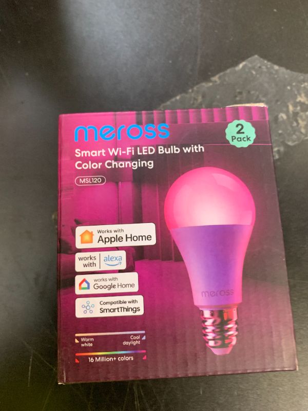 Photo 1 of meross Smart Light Bulb, Smart WiFi LED Bulbs Compatible with Apple HomeKit, Siri, Alexa, Google Assistant and SmartThings, Dimmable E26 Multicolor 2700K-6500K RGB, 810 Lumens 60W Equivalent