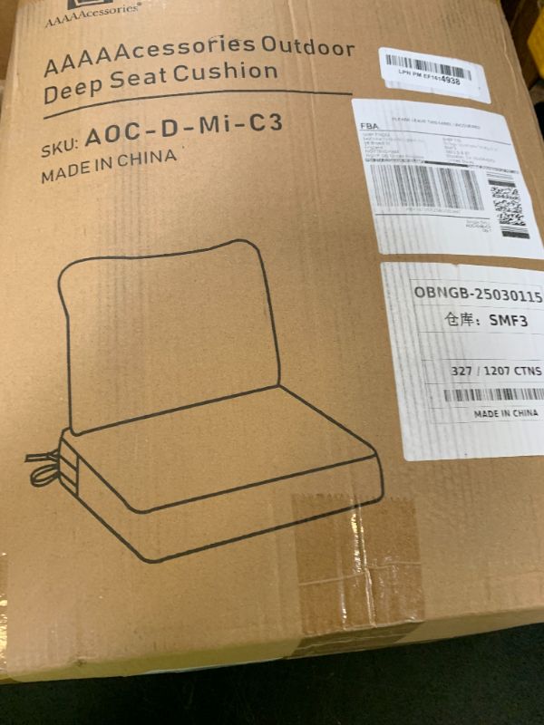 Photo 1 of AAAAAcessories Outdoor Deep Seat Cushions, Waterproof, Fade-Resistant Patio Furniture Replacement Cushions, 24" x 24" x 5", Beige