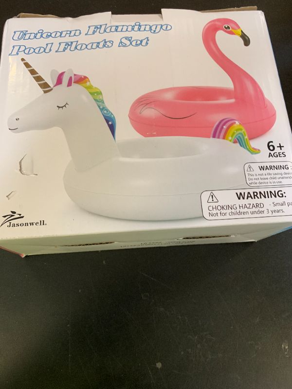 Photo 1 of Inflatable Unicorn Flamingo Pool Floats - Jasonwell 2 Pack Pool Floaties Inflatables Rafts for Swimming Pool Tubes for Floating Lake Beach Floaty Swim Rings Pool Party Toys for Adults Kids