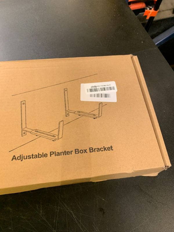 Photo 1 of Y&M 6 Pack Adjustable Planter Box Brackets (6 to 12.5 in), Universal Window Box Brackets, Heavy Duty Iron Flower Box Wall Mounting Hooks for Balcony, Fences, Patio, and Garden - Black