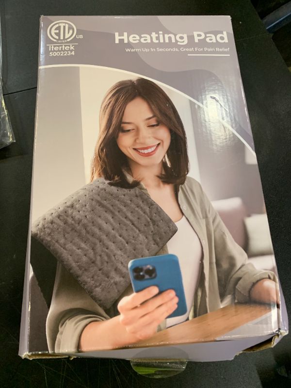 Photo 1 of Heating Pad for Back,Electric Heat Pad Fast Heat Relief Cramps,3 Level Timming,6 Level Heat Setting,Auto Shut Off, Machine Washable,Suitable for Back,Neck,Abdomen Pain Relief