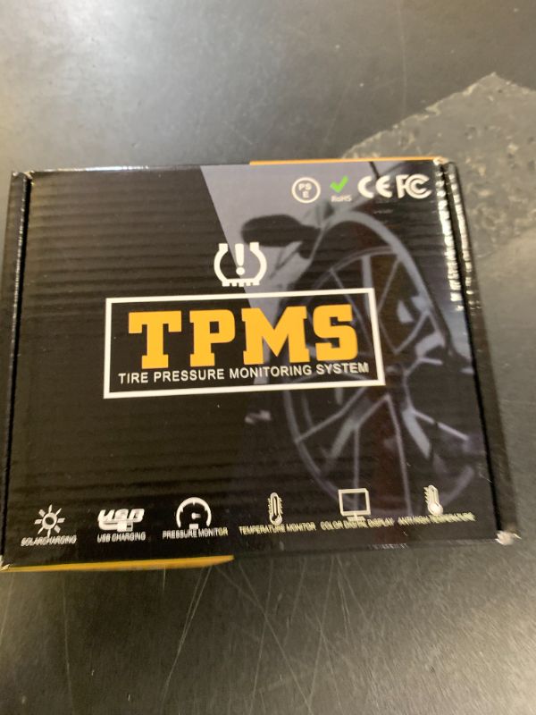 Photo 1 of Tire Pressure Monitoring System - TPMS with Solar and USB Charger, 4 Tire Sensors and 6 Alarm Modes, Auto on/Off and Voice Prompt, TPMS with Color LCD Screen, for RV, Sedan, SUV, MPV, etc (0-87 PSI)