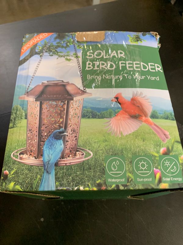 Photo 1 of Solar Bird Feeders for Outdoors Hanging - Premium Grade Metal Bird Feeder, Chew-Proof, Weather and Water Resistant Wild Bird feeders, Outside and Garden Decoration-New