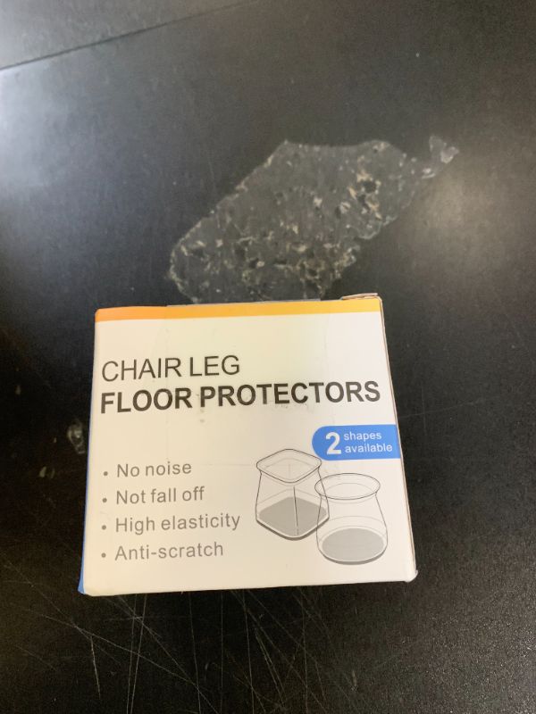 Photo 1 of BUMACO Chair Leg Floor Protectors Square Chair Leg Protectors for Hardwood Floors Silicone Pads Covers to Protect Floors Clear-20 Pcs Square S (3/4" ~ 1")