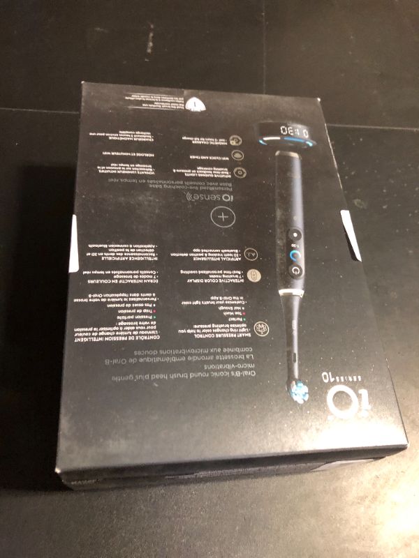 Photo 1 of Oral-B iO Series 10 Rechargeable Electric Toothbrush with Visible Pressure Sensor to Protect Gums, 2 Min Timer, 7 Cleaning Settings, 4 Replacement Toothbrush Heads, and Charging Travel Case, Black