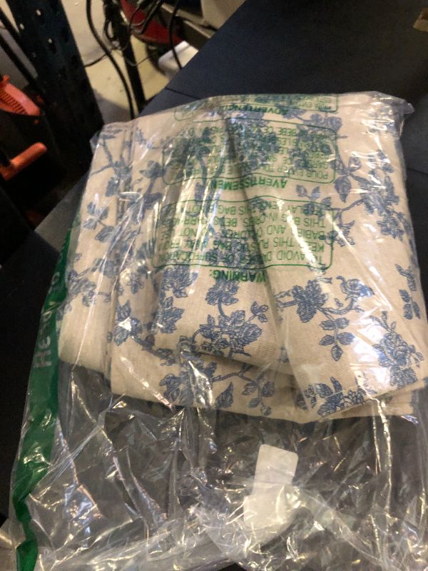 Photo 1 of Pastoral Rectangle Tablecloth - 60 x 102 Inch - Beige Linen Table Cloth - Washable Table Cover with Dust-Proof Wrinkle Resistant for Restaurant, Picnic, Indoor and Outdoor Dining, Floral (Dark Blue)