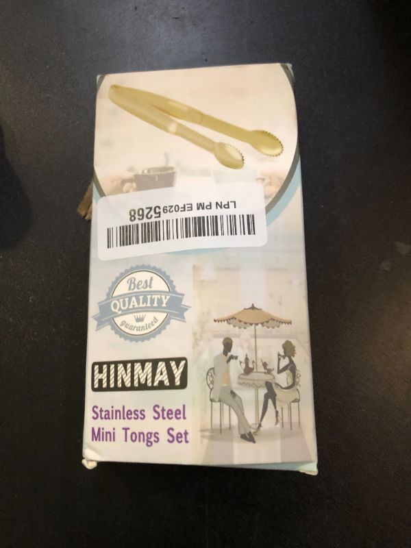 Photo 1 of HINMAY Mini Appetizer Tongs 5-3/4 Inch Small Serving Tongs, Set of 4 (Gold)