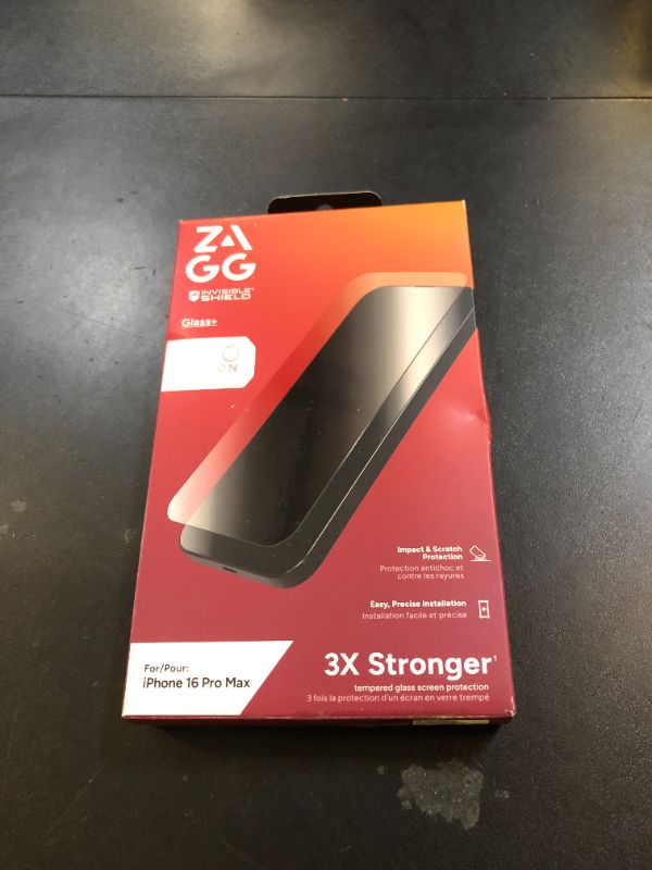 Photo 1 of ZAGG Glass+ Screen Protector for iPhone 16 Pro Max – 3X Stronger Tempered Glass with Reinforced Edges, Scratch & Smudge Resistant, InvisibleShield, Easy Installation
